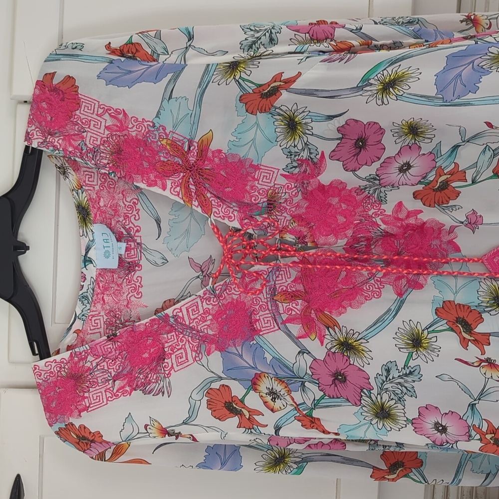 Taj By Sabrina Crippa Silk Floral Asymmetrical Embroidered Dress. - Picture 2 of 11